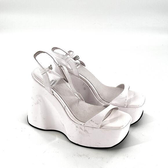 JEFFREY CAMPBELL Exhilarate Platform Wedge Sandal 9.5 White Patent Heels Glam - Picture 4 of 10
